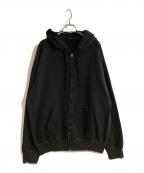 COMOLIコモリ）の古着「製品染 裏毛 ジップパーカ」｜ブラック