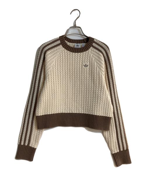 adidas（アディダス）adidas (アディダス) アディカラー ニット クルーネックセーター ベージュ サイズ:XSの古着・服飾アイテム