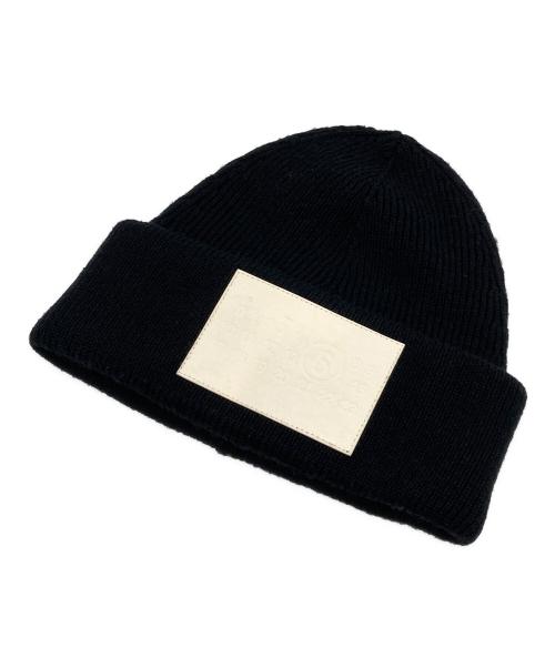 MM6 Maison Margiela（エムエムシックスメゾンマルジェラ）MM6 Maison Margiela (エムエムシックスメゾンマルジェラ) ロゴニット帽 ブラックの古着・服飾アイテム