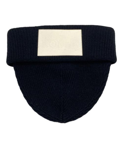 MM6 Maison Margiela（エムエムシックスメゾンマルジェラ）MM6 Maison Margiela (エムエムシックスメゾンマルジェラ) ロゴニット帽 ブラックの古着・服飾アイテム