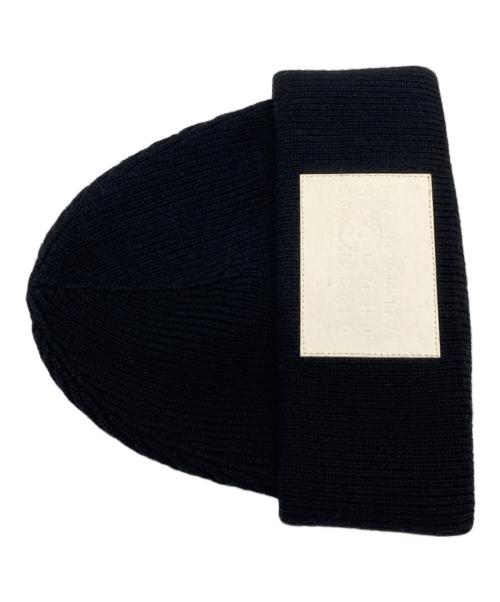 MM6 Maison Margiela（エムエムシックスメゾンマルジェラ）MM6 Maison Margiela (エムエムシックスメゾンマルジェラ) ロゴニット帽 ブラックの古着・服飾アイテム