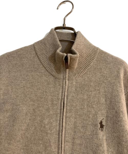 POLO RALPH LAUREN（ポロ・ラルフローレン）POLO RALPH LAUREN (ポロ・ラルフローレン) ポニー刺繍ドライバーズニット ベージュ サイズ:Mの古着・服飾アイテム