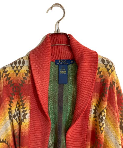 POLO RALPH LAUREN（ポロ・ラルフローレン）POLO RALPH LAUREN (ポロ・ラルフローレン) ネイティブ柄ショールカラー変形カーディガン レッド サイズ:XSの古着・服飾アイテム