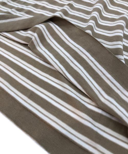 HERMES（エルメス）HERMES (エルメス) コットンボーダーTシャツ ブラウン サイズ:Ｌの古着・服飾アイテム