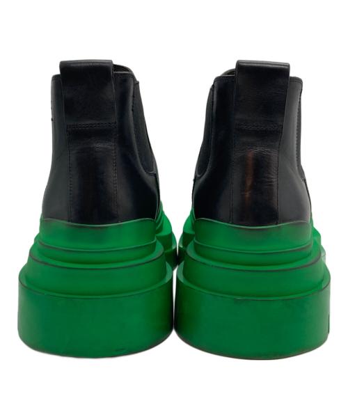 BOTTEGA VENETA（ボッテガベネタ）BOTTEGA VENETA (ボッテガベネタ) タイヤチェルシーブーツ ブラック×グリーン サイズ:40の古着・服飾アイテム