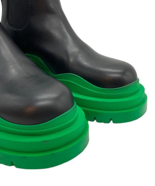 BOTTEGA VENETA（ボッテガベネタ）BOTTEGA VENETA (ボッテガベネタ) タイヤチェルシーブーツ ブラック×グリーン サイズ:40の古着・服飾アイテム