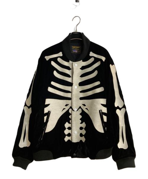 VANSON（バンソン）VANSON (バンソン) 50th Anniv. Bomber Jacket 別珍 ボーン 刺繍 ボンバー ジャケット/フィフティース アニバーサリー ボンバー ジャケット ブラック サイズ:Lの古着・服飾アイテム