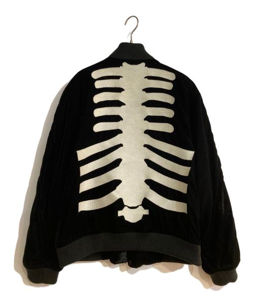 VANSON（バンソン）VANSON (バンソン) 50th Anniv. Bomber Jacket 別珍 ボーン 刺繍 ボンバー ジャケット/フィフティース アニバーサリー ボンバー ジャケット ブラック サイズ:Lの古着・服飾アイテム