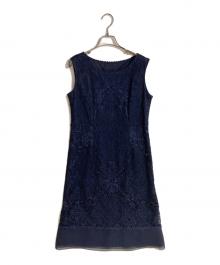 SOIR DOLCE（ソワール ドルチェ）の古着「クラシカルなテープ刺繍のドレス」｜ネイビー