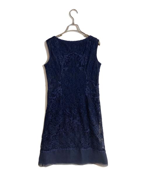 SOIR DOLCE（ソワール ドルチェ）SOIR DOLCE (ソワール ドルチェ) クラシカルなテープ刺繍のドレス ネイビー サイズ:11ARの古着・服飾アイテム
