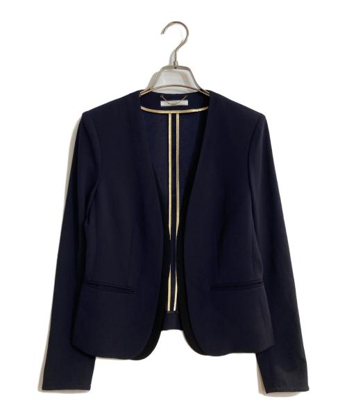 BEIGE（ベイジ）BEIGE (ベイジ) CINDY ノーカラージャケット ネイビー サイズ:４の古着・服飾アイテム