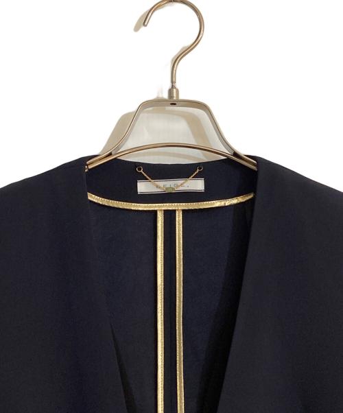 BEIGE（ベイジ）BEIGE (ベイジ) CINDY ノーカラージャケット ネイビー サイズ:４の古着・服飾アイテム