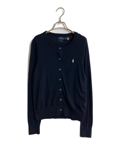 POLO RALPH LAUREN（ポロ・ラルフローレン）POLO RALPH LAUREN (ポロ・ラルフローレン) 白刺繍カーディガン ネイビー サイズ:Mの古着・服飾アイテム