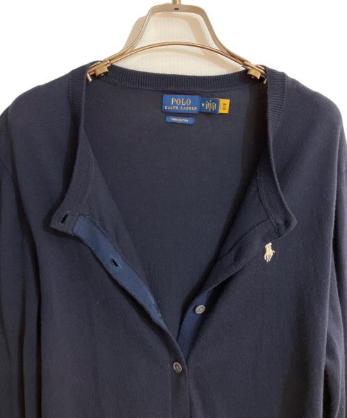 POLO RALPH LAUREN（ポロ・ラルフローレン）POLO RALPH LAUREN (ポロ・ラルフローレン) 白刺繍カーディガン ネイビー サイズ:Mの古着・服飾アイテム