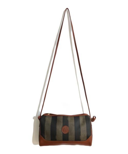 FENDI（フェンディ）FENDI (フェンディ) ペカン柄オールドショルダーバッグ ブラック×ブラウンの古着・服飾アイテム