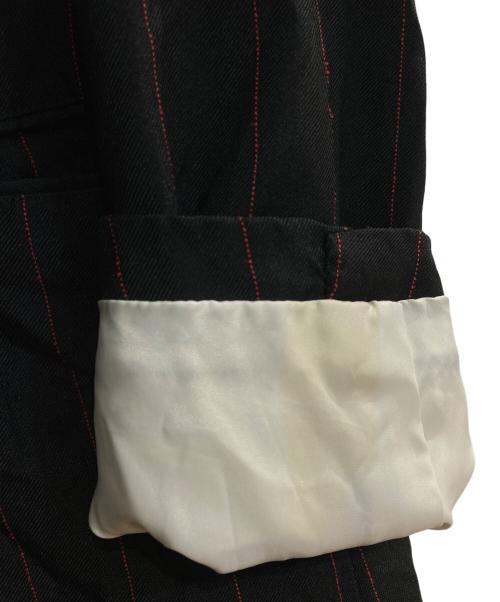 COMME des GARCONS HOMME DEUX（コムデギャルソン オム ドゥ）COMME des GARCONS HOMME DEUX (コムデギャルソン オム ドゥ) 22SS ポリ縮絨 ストライプ 3B ロング テーラードジャケット ブラック サイズ:Sの古着・服飾アイテム