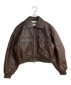 NKNITンニット）の古着「synthetic leather padded jacket」｜ブラウン