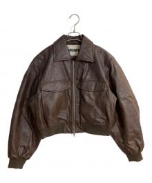 NKNIT（ンニット）の古着「synthetic leather padded jacket」｜ブラウン