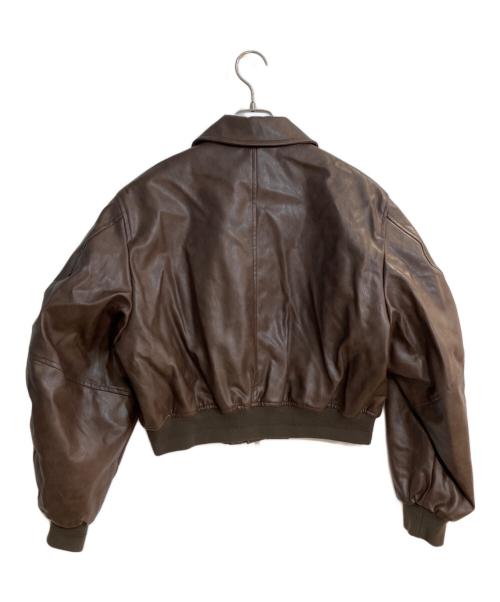 NKNIT（ンニット）NKNIT (ンニット) synthetic leather padded jacket ブラウンの古着・服飾アイテム
