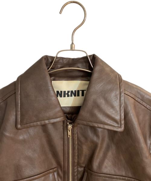 NKNIT（ンニット）NKNIT (ンニット) synthetic leather padded jacket ブラウンの古着・服飾アイテム