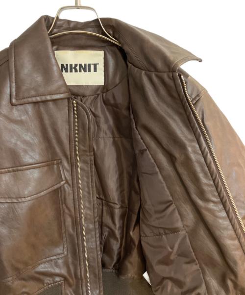 NKNIT（ンニット）NKNIT (ンニット) synthetic leather padded jacket ブラウンの古着・服飾アイテム