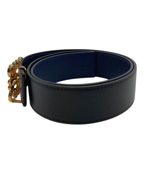LOEWE（ロエベ）LOEWE (ロエベ) アナグラムロゴリバーシブルレザーベルト ブラック×ネイビー サイズ:95/38の古着・服飾アイテム