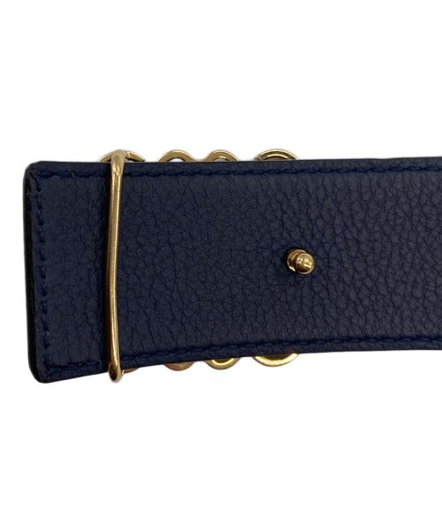 LOEWE（ロエベ）LOEWE (ロエベ) アナグラムロゴリバーシブルレザーベルト ブラック×ネイビー サイズ:95/38の古着・服飾アイテム