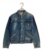 mynt denim×International Gallery BEAMSミントデニム×インターナショナルギャラリービームス)）の古着「PENNY（Real Used）刺繍デニムジャケット」｜ブルー