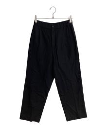 ATON（エイトン）の古着「WOOL TROPICAL WIDE EASY PANTS/ウールトロピカルワイドイージーパンツ」｜ブラック