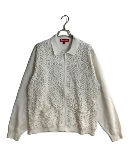 SUPREME（シュプリーム）Supreme (シュプリーム) Crochet Zip Up Cardigan ホワイト サイズ:Mの古着・服飾アイテム