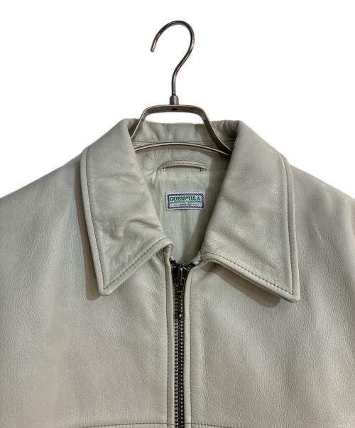 GUESS（ゲス）GUESS (ゲス) COW LEATHER JACKET ホワイト サイズ:Mの古着・服飾アイテム