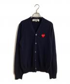 PLAY COMME des GARCONSプレイコムデギャルソン）の古着「ハートワッペンウールカーディガン」｜ネイビー