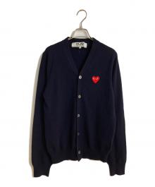 PLAY COMME des GARCONS（プレイコムデギャルソン）の古着「ハートワッペンウールカーディガン」｜ネイビー