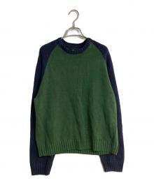 stussy（ステューシー）の古着「COLORBLOCKED RAGLAN KNIT CREW/カラーブロックドラグランニットクルー」｜グリーン