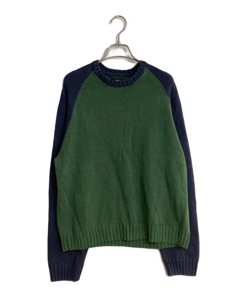 stussy（ステューシー）stussy (ステューシー) COLORBLOCKED RAGLAN KNIT CREW/カラーブロックドラグランニットクルー グリーン サイズ:Sの古着・服飾アイテム
