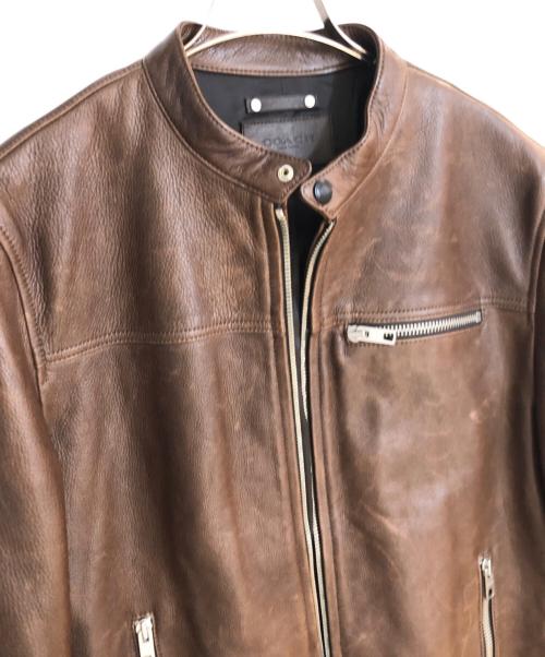 COACH（コーチ）COACH (コーチ) シングルレザーライダースジャケット ブラウン サイズ:Mの古着・服飾アイテム