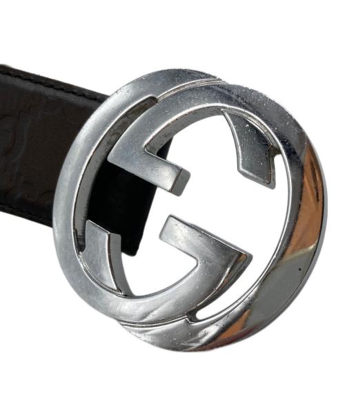GUCCI（グッチ）GUCCI (グッチ) インターロッキングレザーベルト ブラックの古着・服飾アイテム