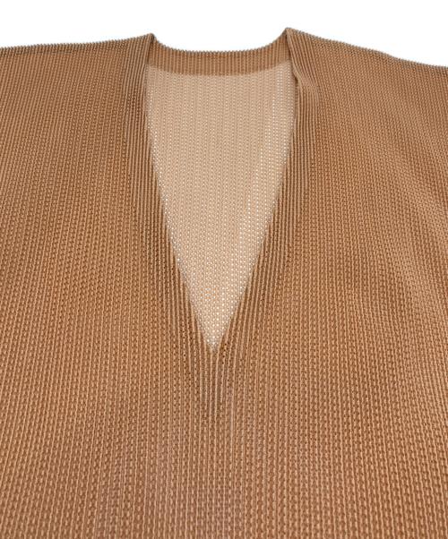 PLEATS PLEASE（プリーツプリーズ）PLEATS PLEASE (プリーツプリーズ) Vネックメッシュトップス Tシャツ ブラウン サイズ:3の古着・服飾アイテム