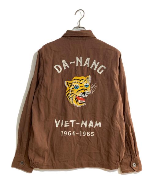 HOUSTON（ヒューストン）HOUSTON (ヒューストン) コットンリネンベトナムジャケット ブラウン サイズ:Mの古着・服飾アイテム