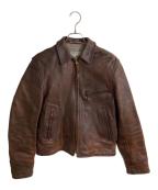 Aero LEATHERエアロレザー）の古着「ハーフベルト ホースレザージャケット」｜ブラウン