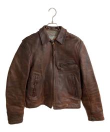 Aero LEATHER（エアロレザー）の古着「ハーフベルト ホースレザージャケット」｜ブラウン