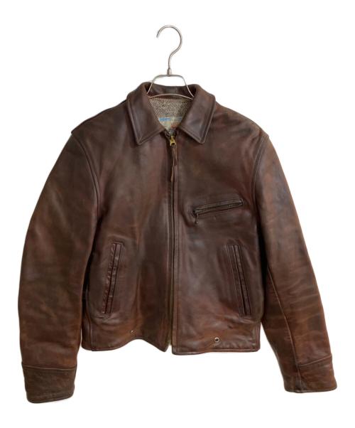 Aero LEATHER（エアロレザー）Aero LEATHER (エアロレザー) ハーフベルト ホースレザージャケット ブラウン サイズ:34の古着・服飾アイテム
