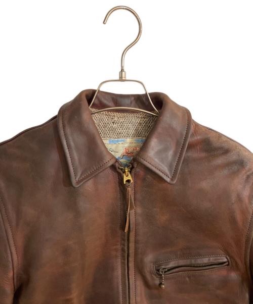 Aero LEATHER（エアロレザー）Aero LEATHER (エアロレザー) ハーフベルト ホースレザージャケット ブラウン サイズ:34の古着・服飾アイテム