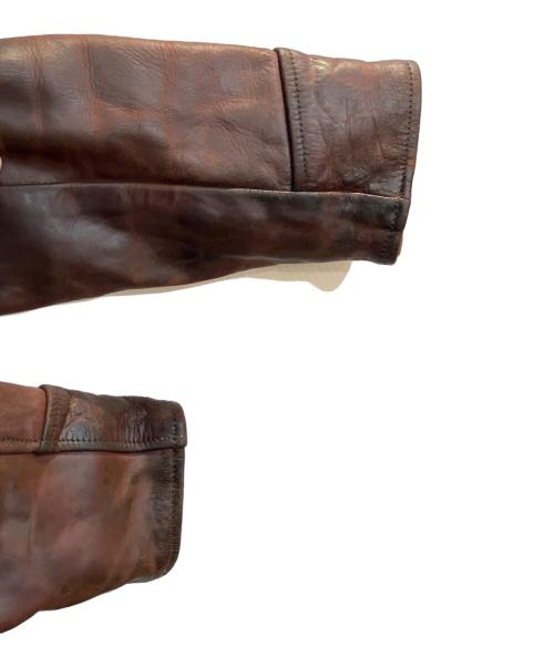 Aero LEATHER（エアロレザー）Aero LEATHER (エアロレザー) ハーフベルト ホースレザージャケット ブラウン サイズ:34の古着・服飾アイテム