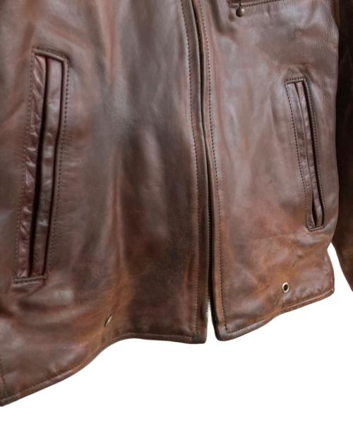 Aero LEATHER（エアロレザー）Aero LEATHER (エアロレザー) ハーフベルト ホースレザージャケット ブラウン サイズ:34の古着・服飾アイテム