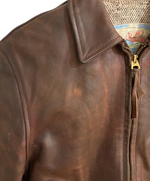 Aero LEATHER（エアロレザー）Aero LEATHER (エアロレザー) ハーフベルト ホースレザージャケット ブラウン サイズ:34の古着・服飾アイテム