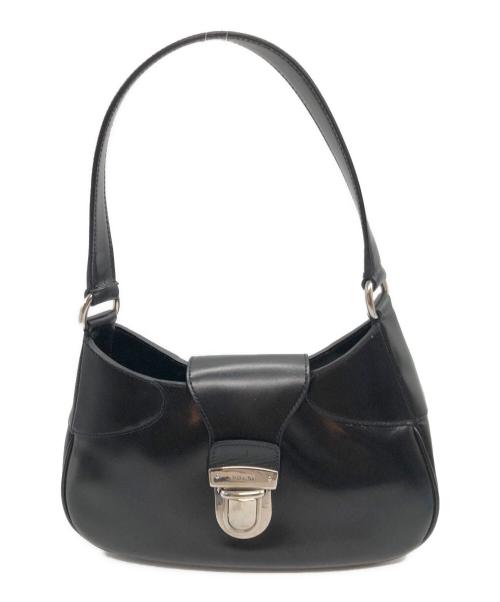 PRADA（プラダ）PRADA (プラダ) プッシュロックレザーワンショルダーバッグ ブラックの古着・服飾アイテム
