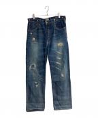 RRLダブルアールエル）の古着「BALTIMORE / ボルモチア 1st ダメージ加工デニムパンツ」｜ネイビー