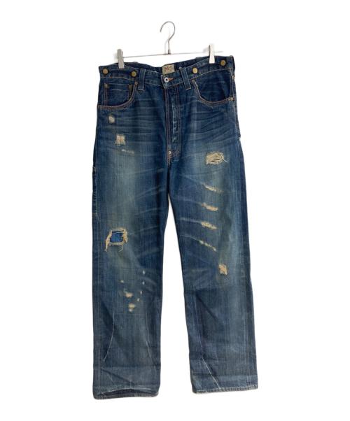 RRL（ダブルアールエル）RRL (ダブルアールエル) BALTIMORE / ボルモチア 1st ダメージ加工デニムパンツ ネイビー サイズ:SIZE W36×L34（実寸股下85cm)の古着・服飾アイテム