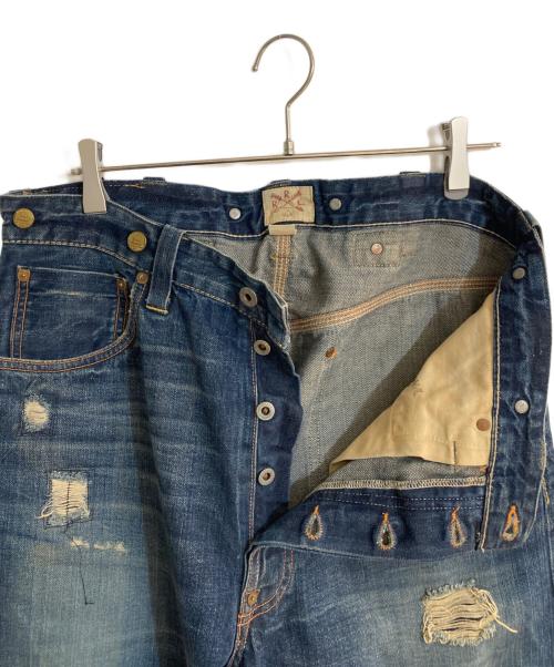 RRL（ダブルアールエル）RRL (ダブルアールエル) BALTIMORE / ボルモチア 1st ダメージ加工デニムパンツ ネイビー サイズ:SIZE W36×L34（実寸股下85cm)の古着・服飾アイテム